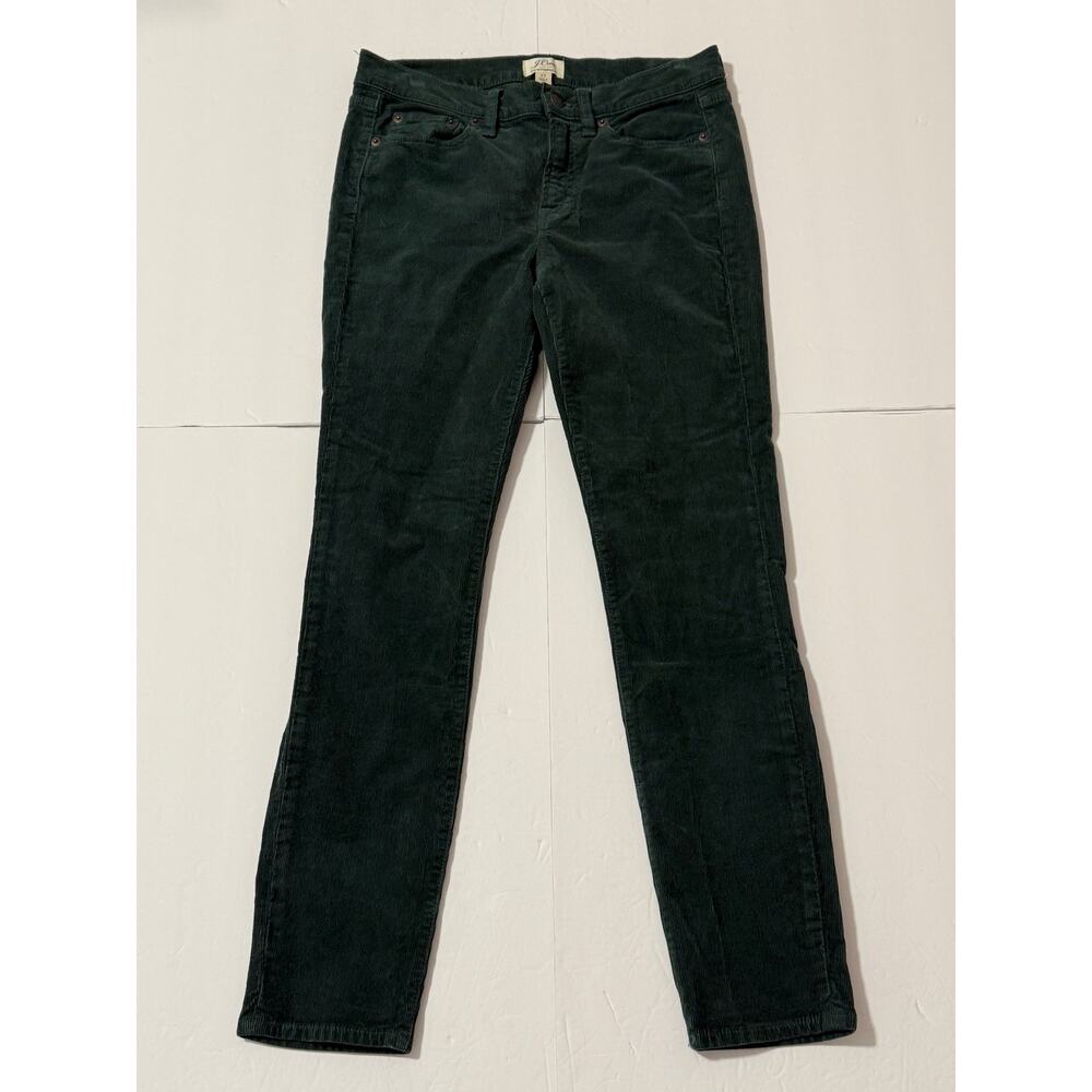 J. Crew Toothpick Dark Green Corduroy Pants, Size 27